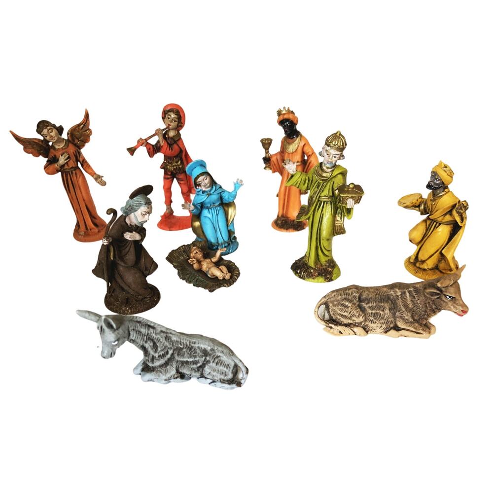 1950's Vintage Italian Nativity Holy Family Wise Men Animals 11 Piece Set Italy